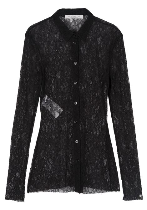 Black floral-lace sheer shirt Philosophy Di Lorenzo Serafini - women